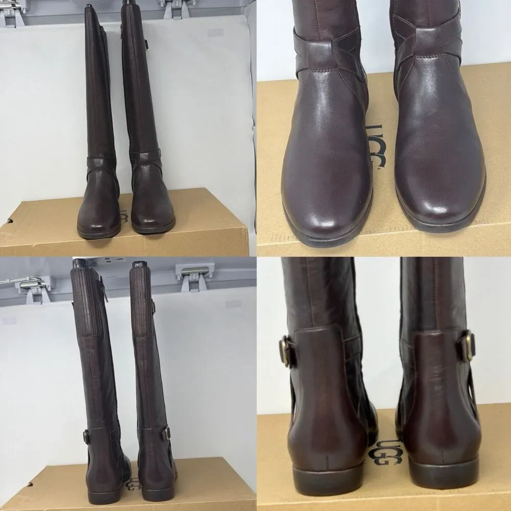 UGG Beryl Women’s 7 Stout Brown Leather Tall Riding Boots 1005920 NEW BOX